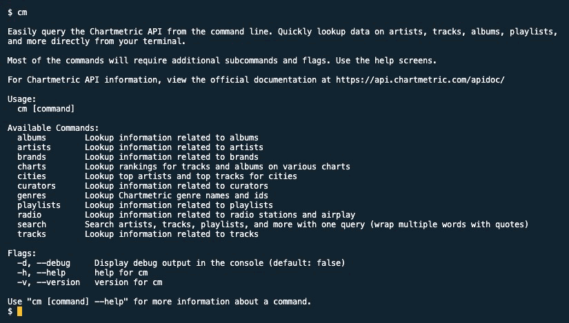 Chartmetric CLI